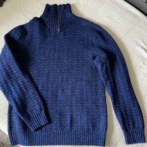 Gap Textured Navy Blue Quarter Zip Pullover Knit  Sweater Large